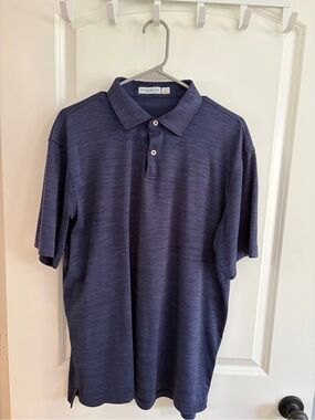 Peter Millar Men’s Featherlight UPF 50+ Navy Heather Short Sleeve Polo